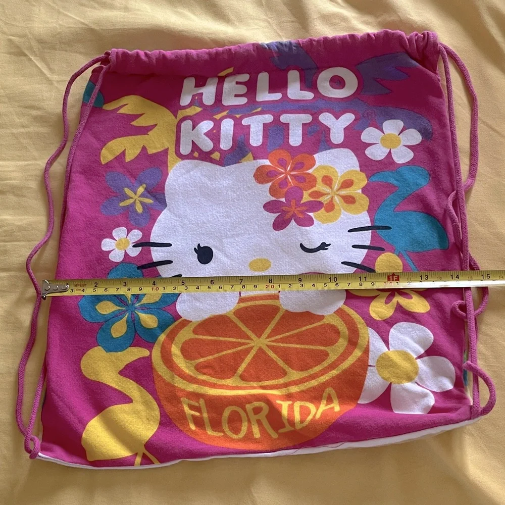 Hello Kitty Floral Pink Drawstring Bag